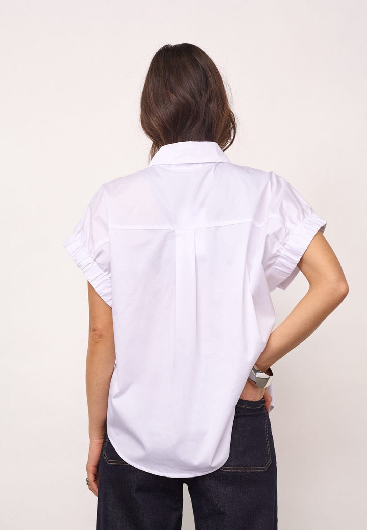 Co´Couture - Poppycc Elastic Cuff Ss Shirt 500053 - 10001 - White Skjorter 