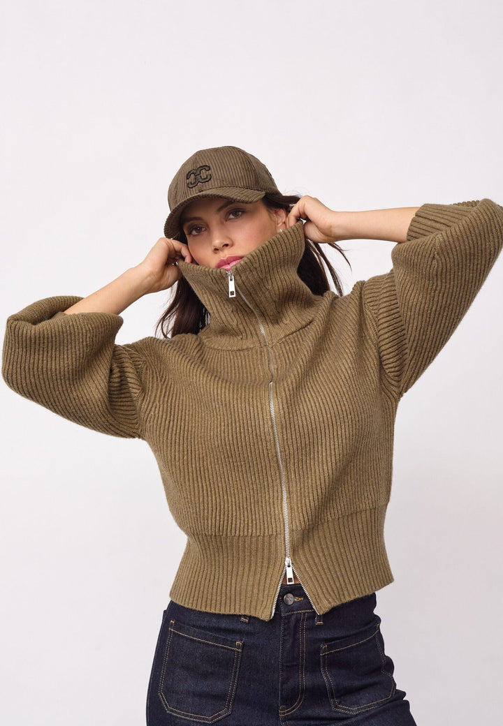Co´Couture - Rowcc Zip Knit Cardigan 500027 - 60004 - Army Cardigans 