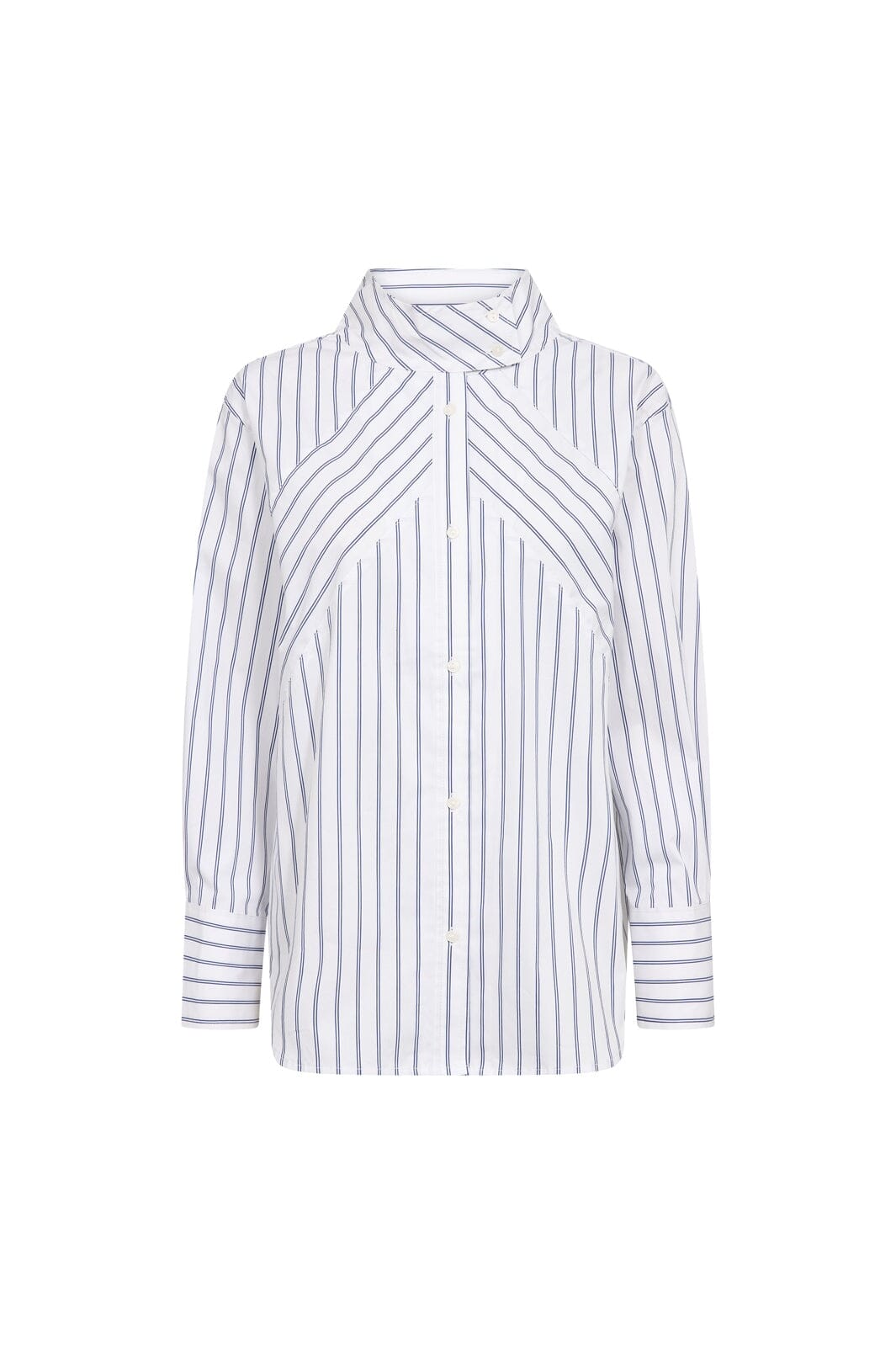 Co´Couture - Somocc Stripe Funnel Neck Shirt 500372 - 10001 - White