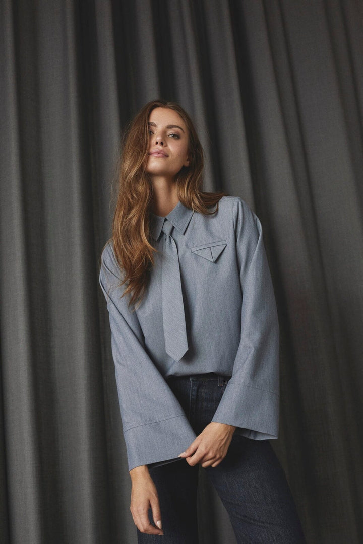 Co´Couture - Tengacc Tie Blouse 45044 - 586 - Dusty Blue