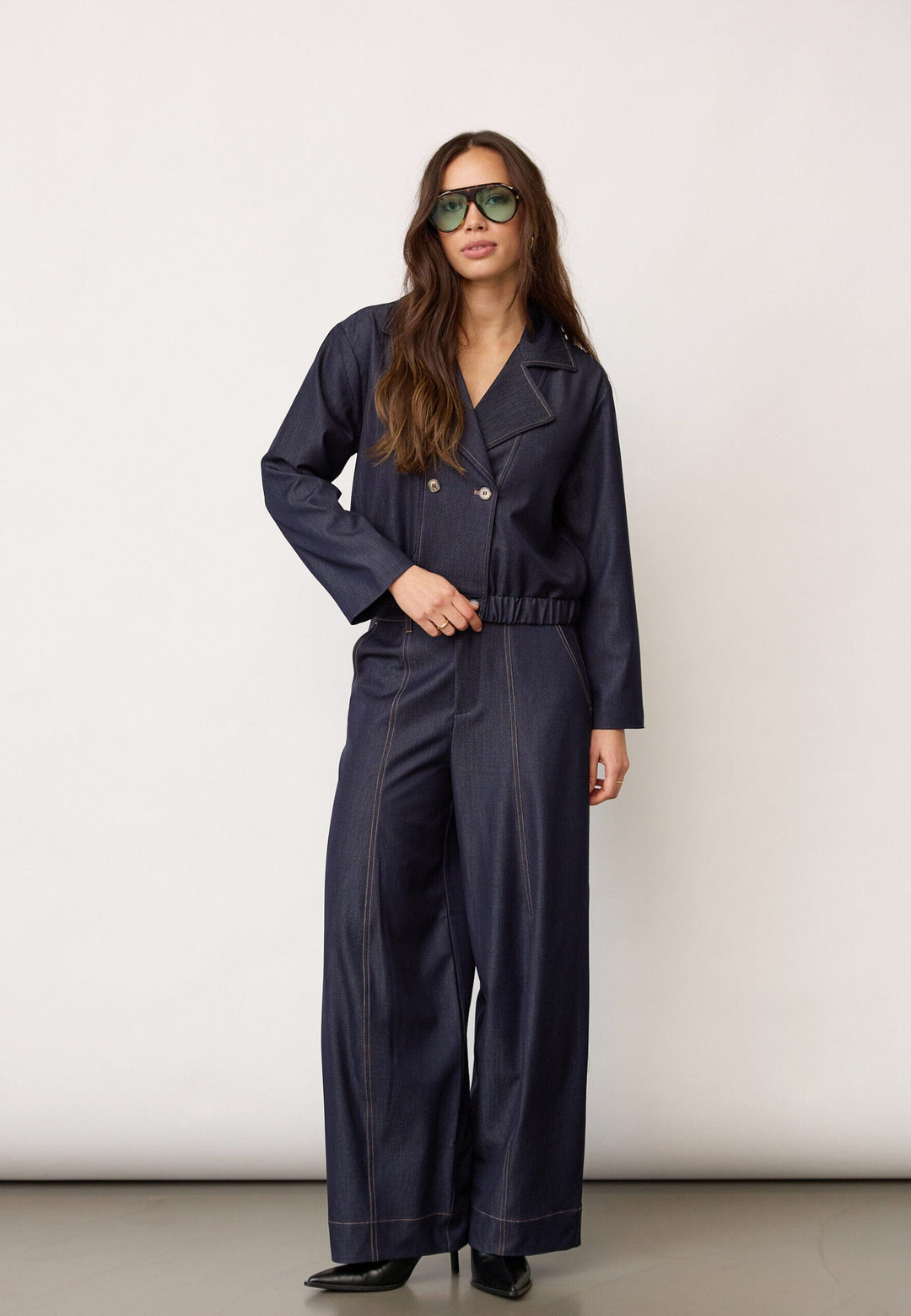 Co´Couture - Terrycc Double Breasted Blazer 500106 - 45006 - Navy Denim Jakker 
