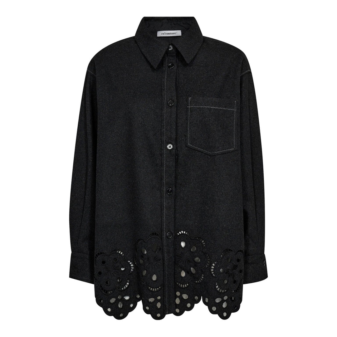 Co´Couture - Warrencc Wool Embroidery Shirt 35151 - 140 - Dark Grey Skjorter 