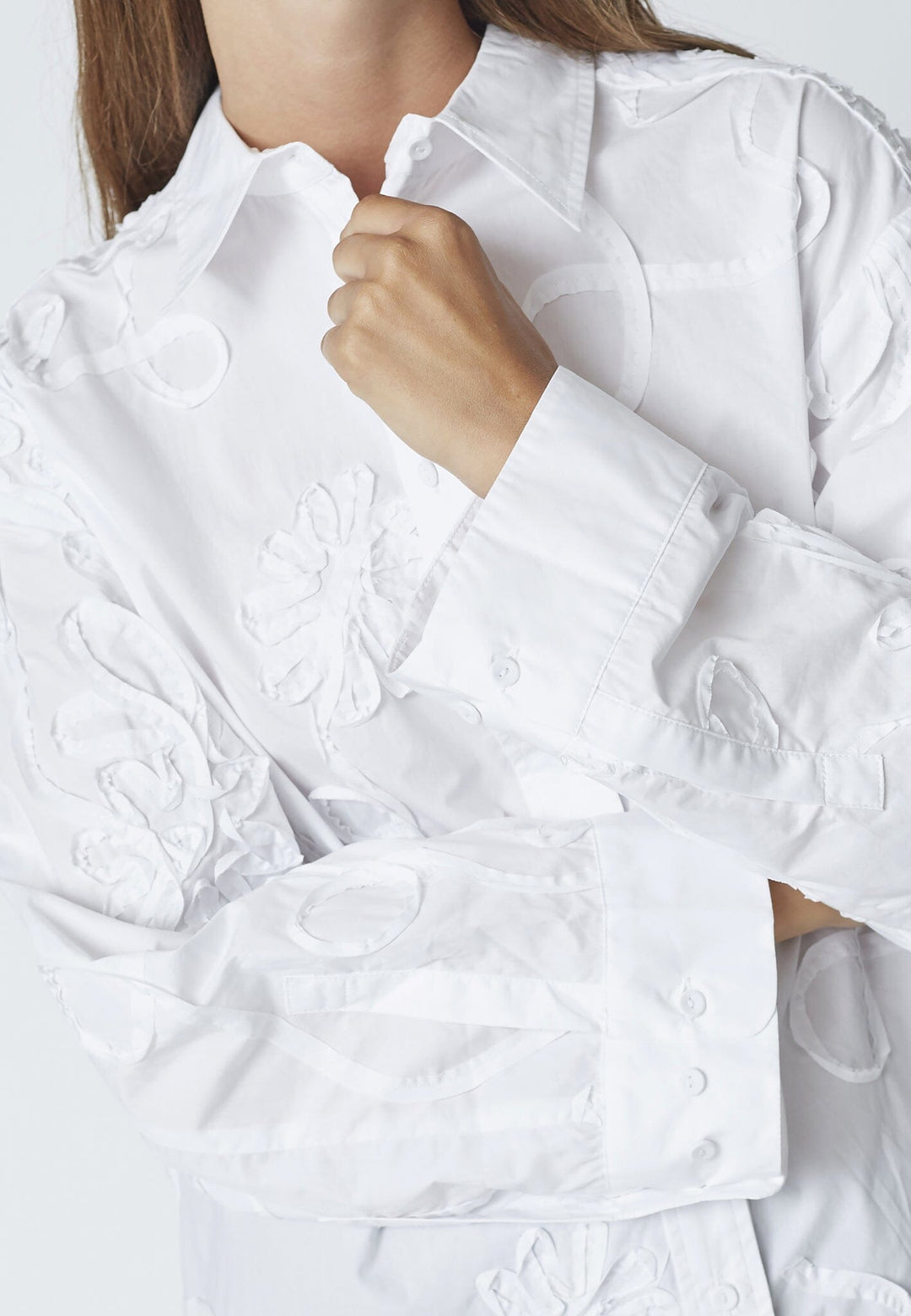 Co´Couture - Xaviercc Flower Shirt 45047 - 4000 - White Skjorter 