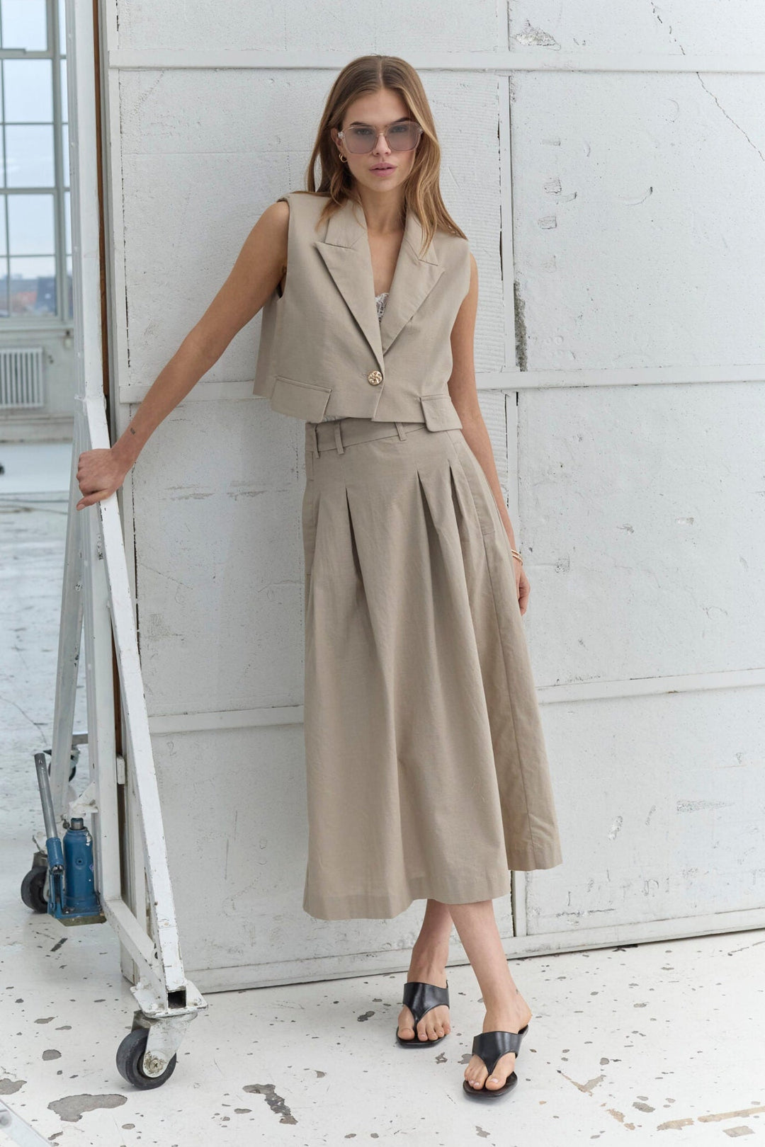 Co´Couture - Leilacc Anya Pleat Skirt 44025 - 320 - Bisquit