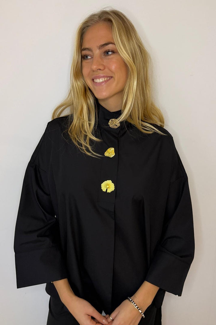 Continue - Klara High Neck 15088 - Black Bluser 
