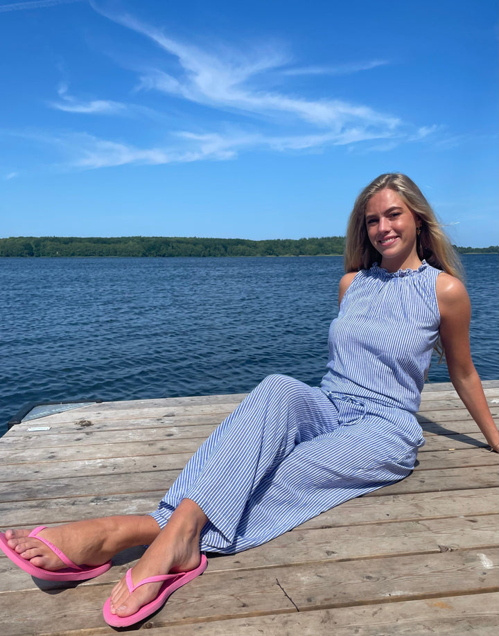 Continue - Lis Pants Stripe - Small Stripe Blue/White Bukser 