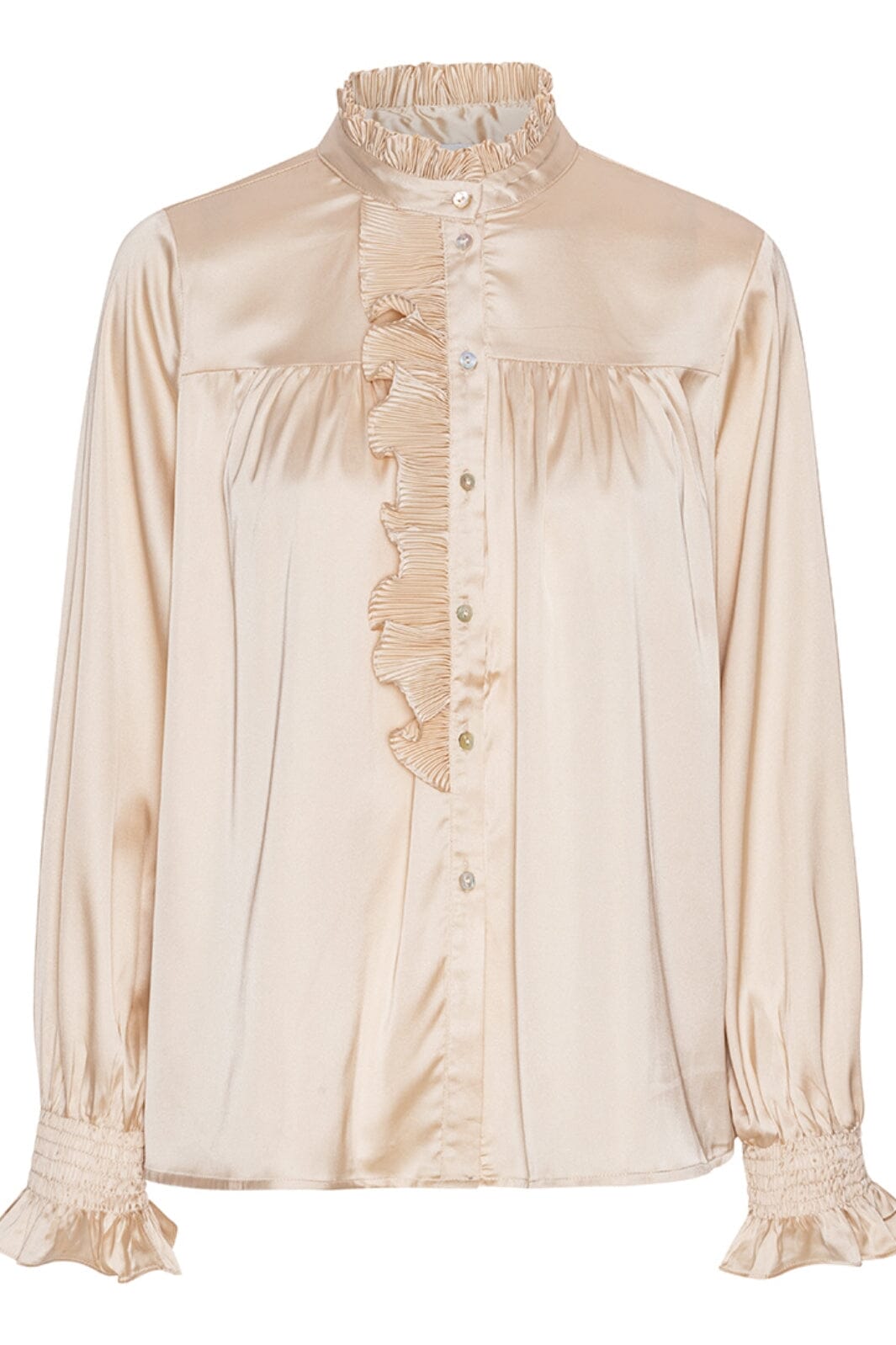 Continue - Malika Pleat L/S - Champagne Bluser 