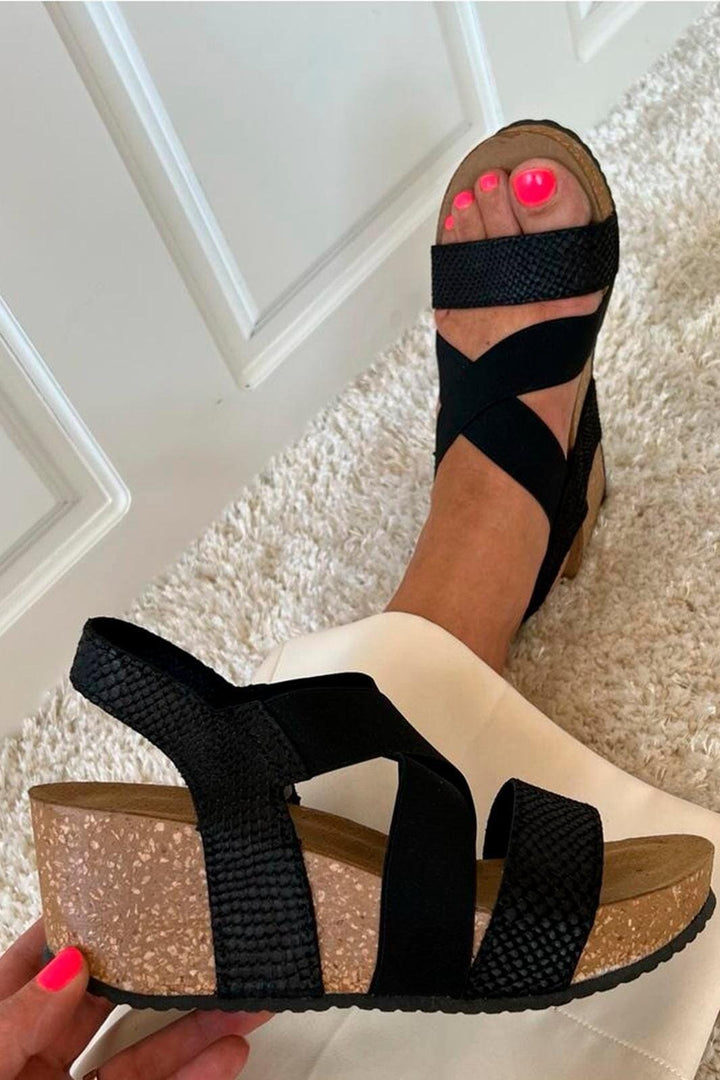 Forudbestilling - Copenhagen Shoes - Stacia - Black Snake (Maj) Sandaler 