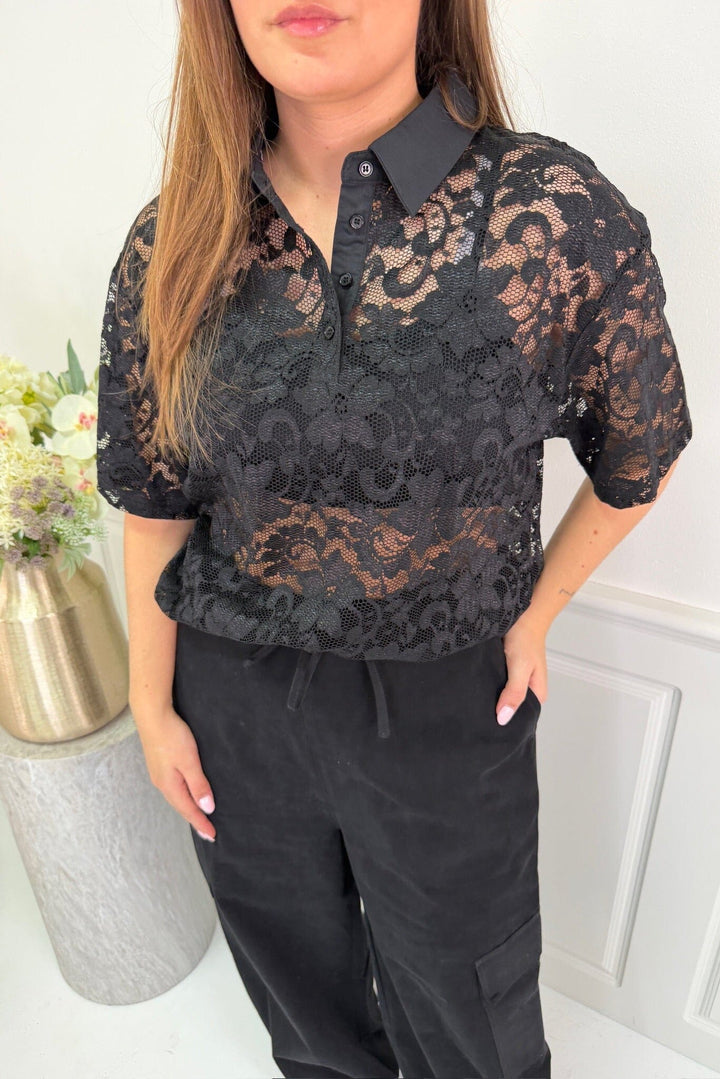 Dear Molly - Broderi Polo Shirt - Black 