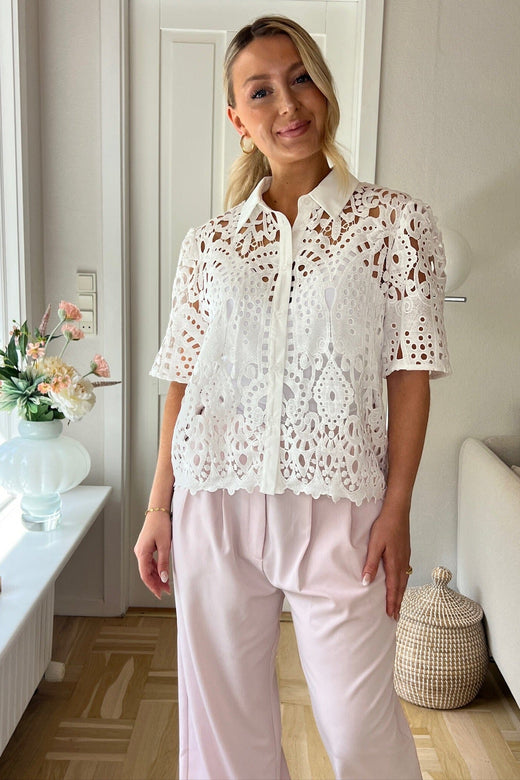 Dear Molly - Broderi Shirt Shirt Ch168459b - White Skjorter 