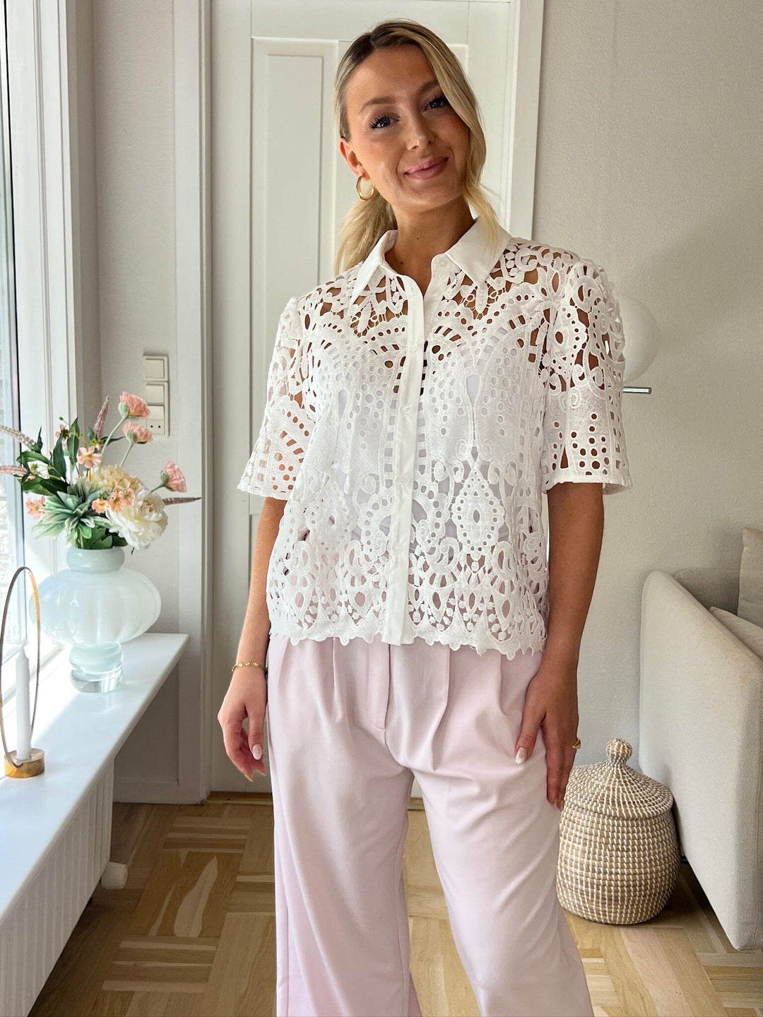 Dear Molly - Broderi Shirt Shirt Ch168459b - White Skjorter 