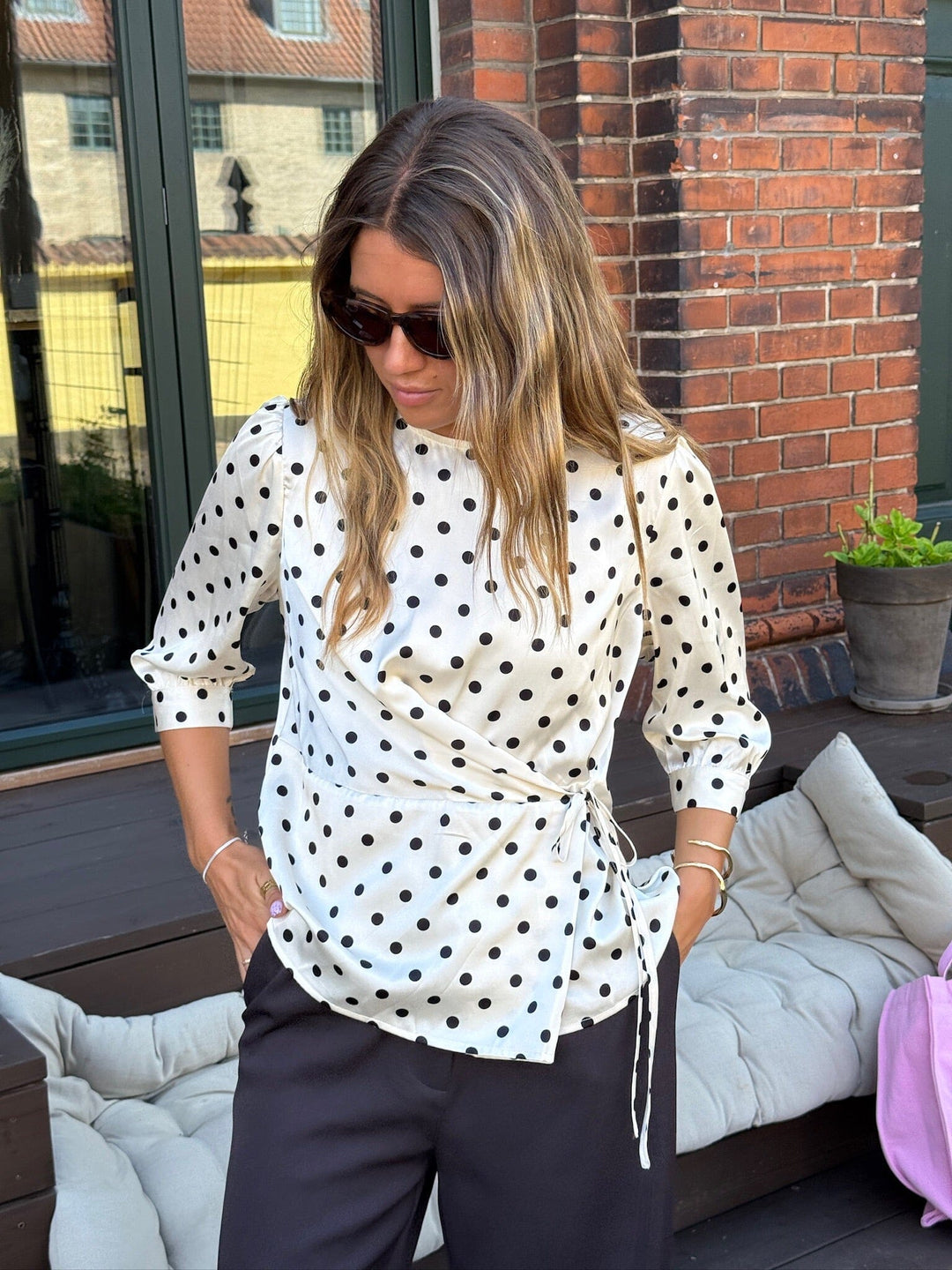 Dear Molly - Dot Top 155563C - White W.black Dots Toppe 