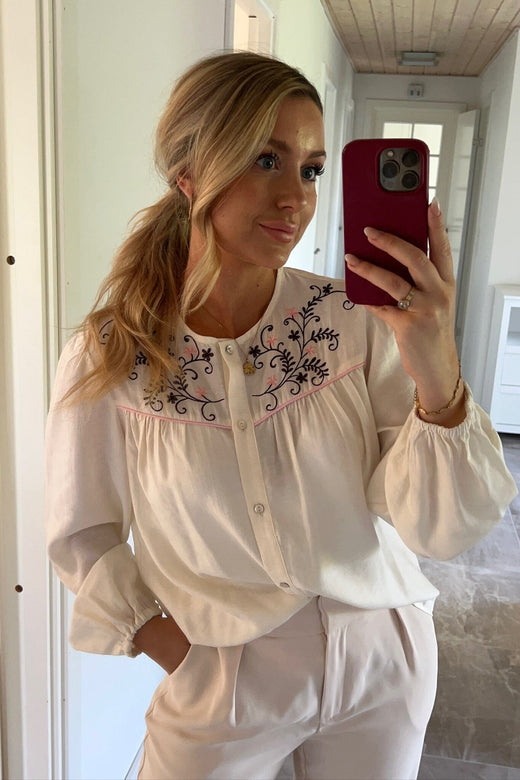 Dear Molly - Flower Shirt - Cream Skjorter 