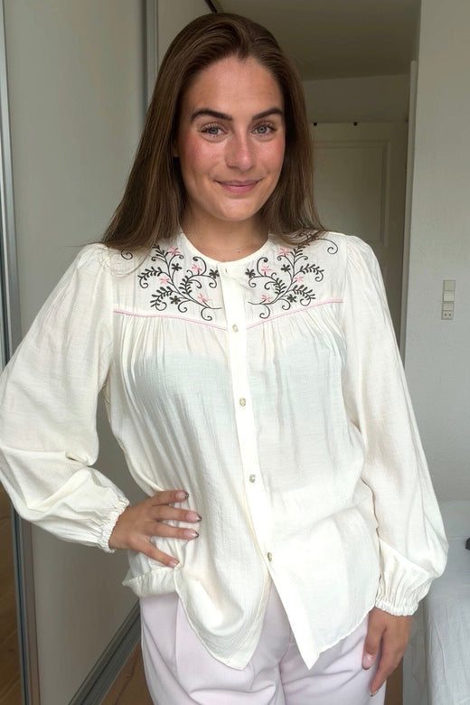 Dear Molly - Flower Shirt - Cream Skjorter 