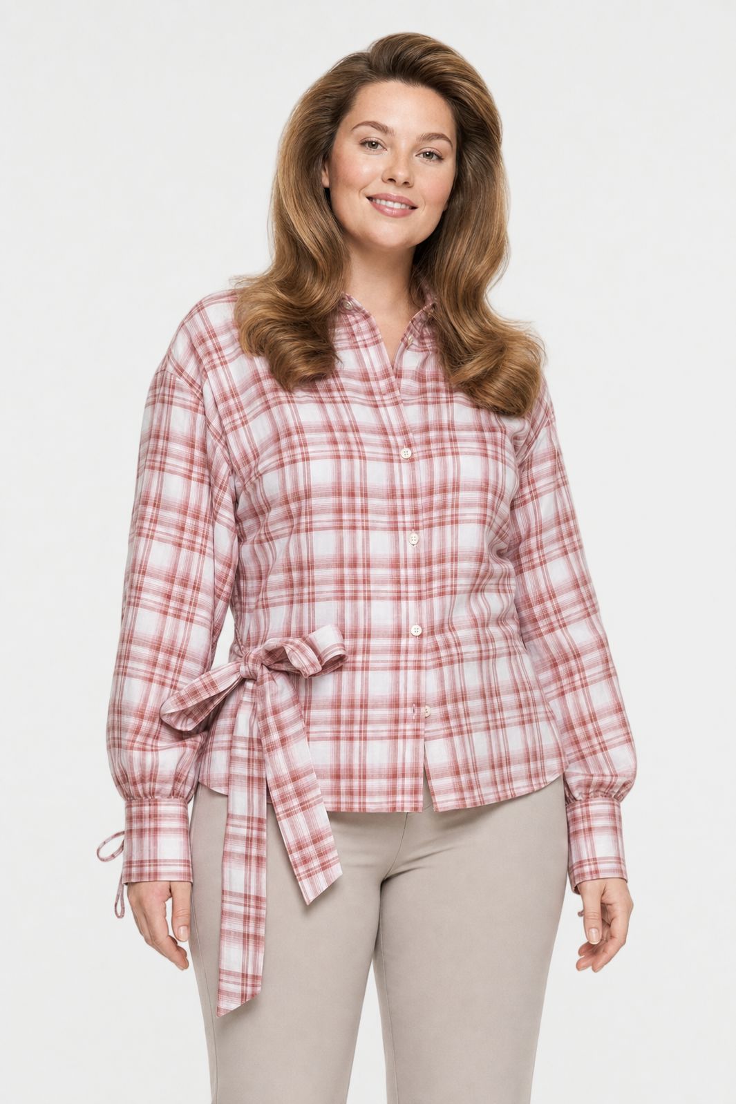 Dear Molly - Quilt Twist Skjorte  Ch171499b  - Lyserød Ternet - M