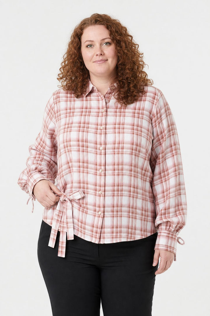 Dear Molly - Quilt Twist Skjorte Ch171499b - Lyserøde tern - XXL