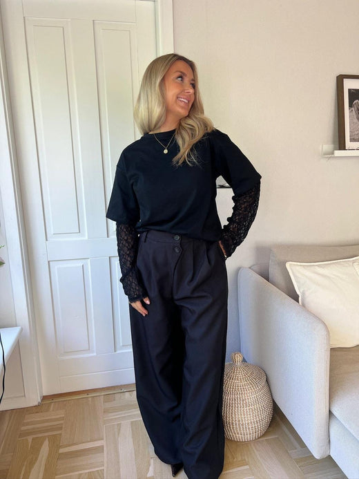 Dear Molly - Suit Pants Wide - Black Bukser 