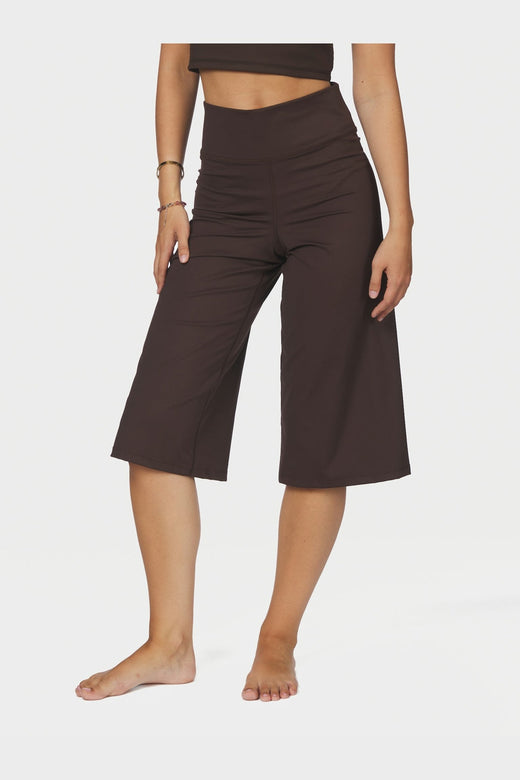 Neo Noir - Lauri Wide Capri Pants 171241 - 676 - Dark Brown