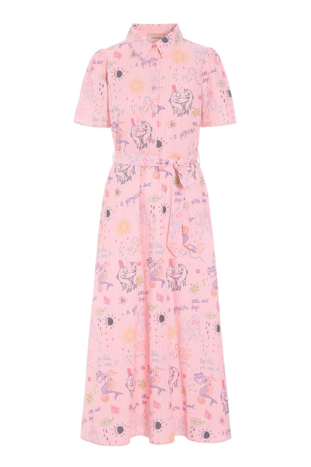Hunkøn - Zoe Dress 26062 - Pink Sea Creatures Art Print Kjoler 