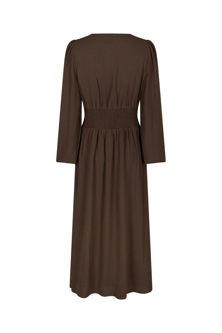 Neo Noir - Annelie Solid Crepe Dress 169135 - 676 - Dark Brown