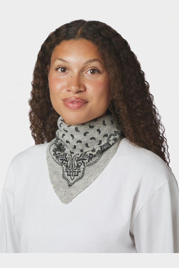 Neo Noir - Ariya Paisley Knit Scarf 171220 - 133 - Grey Melange
