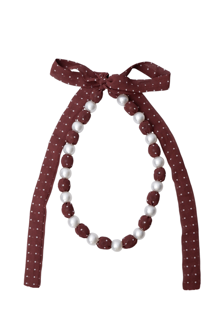 Black Colour - Bcposy Tied Necklace 4564 - Coffee Dot