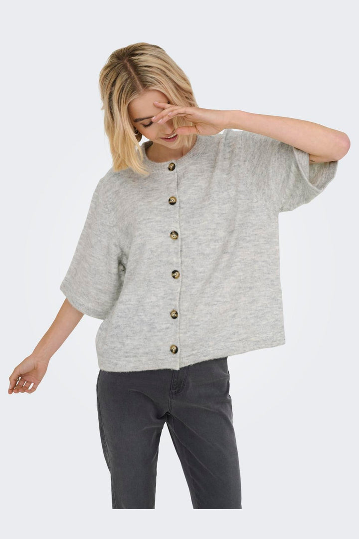 Only - Onlcamilla S/S Cardigan Knt - 4758829 Light Grey Melange