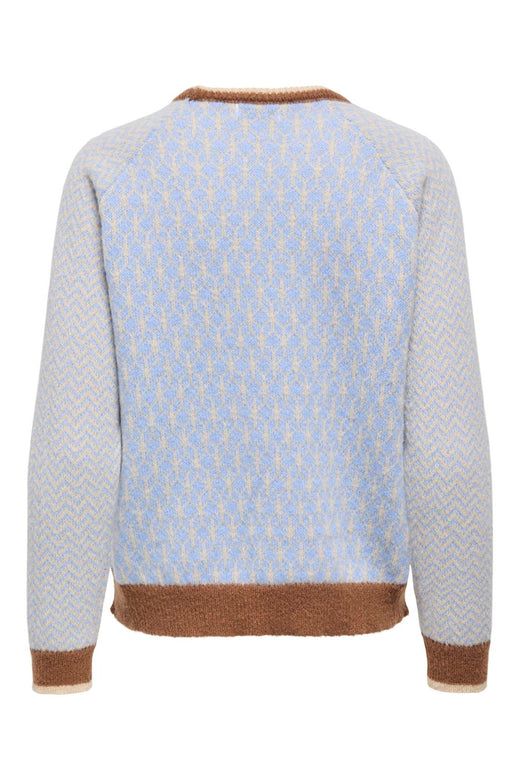 JDY - Jdybryn Life L/S Oneck Jacq Pullover Knt - 5054652 Crème Brûlée W. Toffee/Open Air Jacq.
