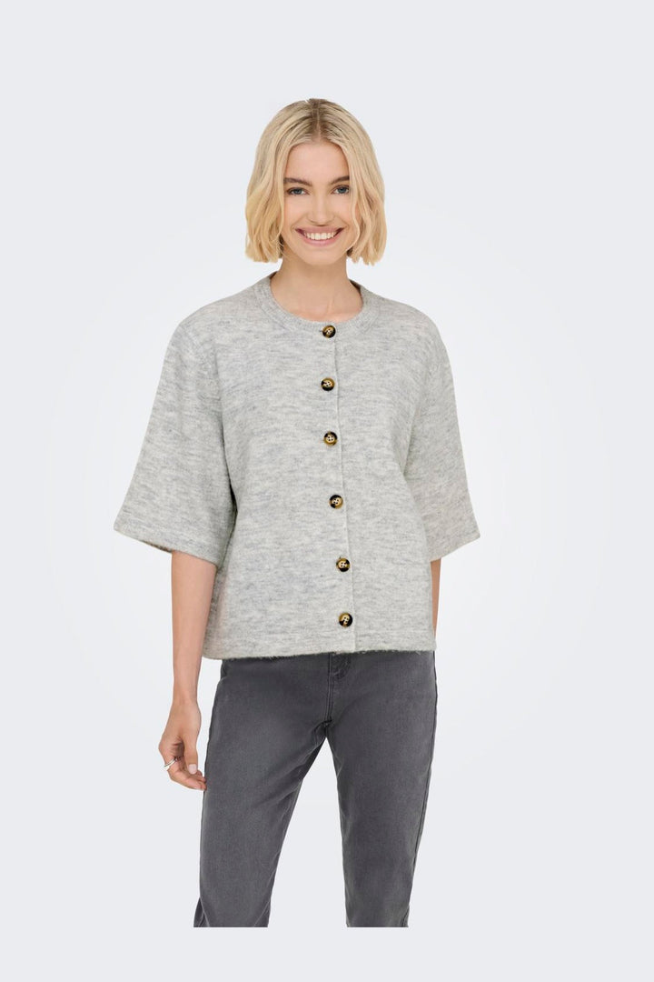Only - Onlcamilla S/S Cardigan Knt - 4758829 Light Grey Melange