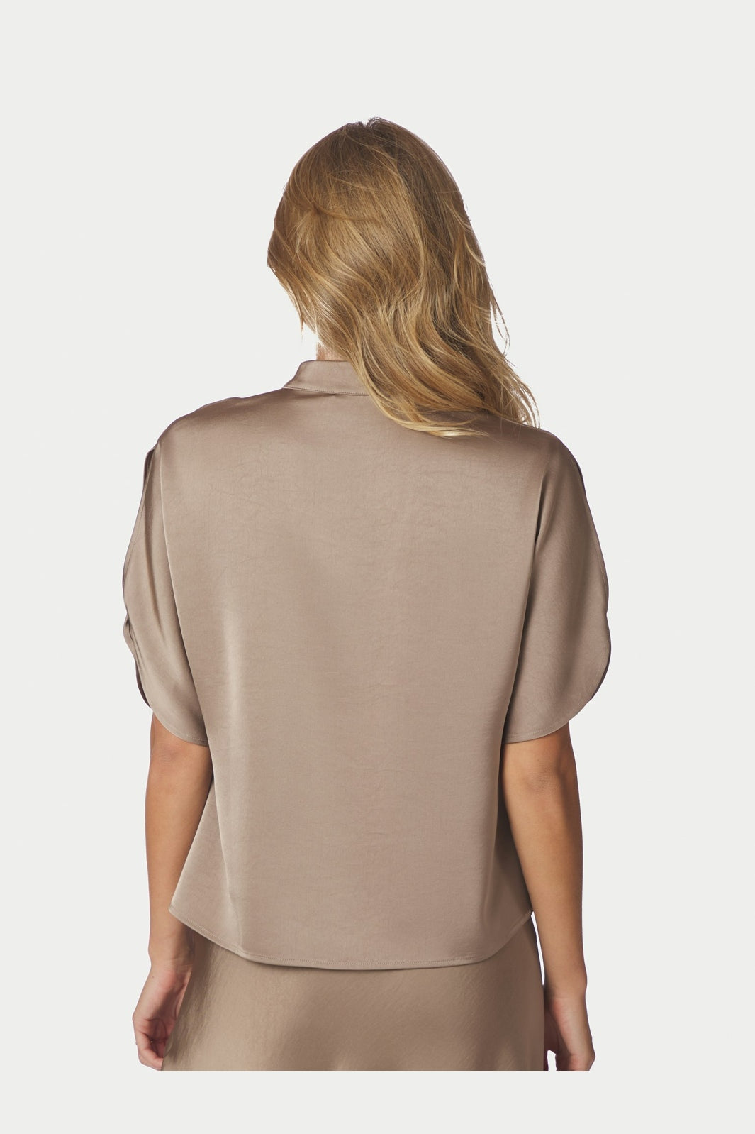 Neo Noir - Anelle Heavy Sateen Blouse 168286 - 811 - Dark Taupe