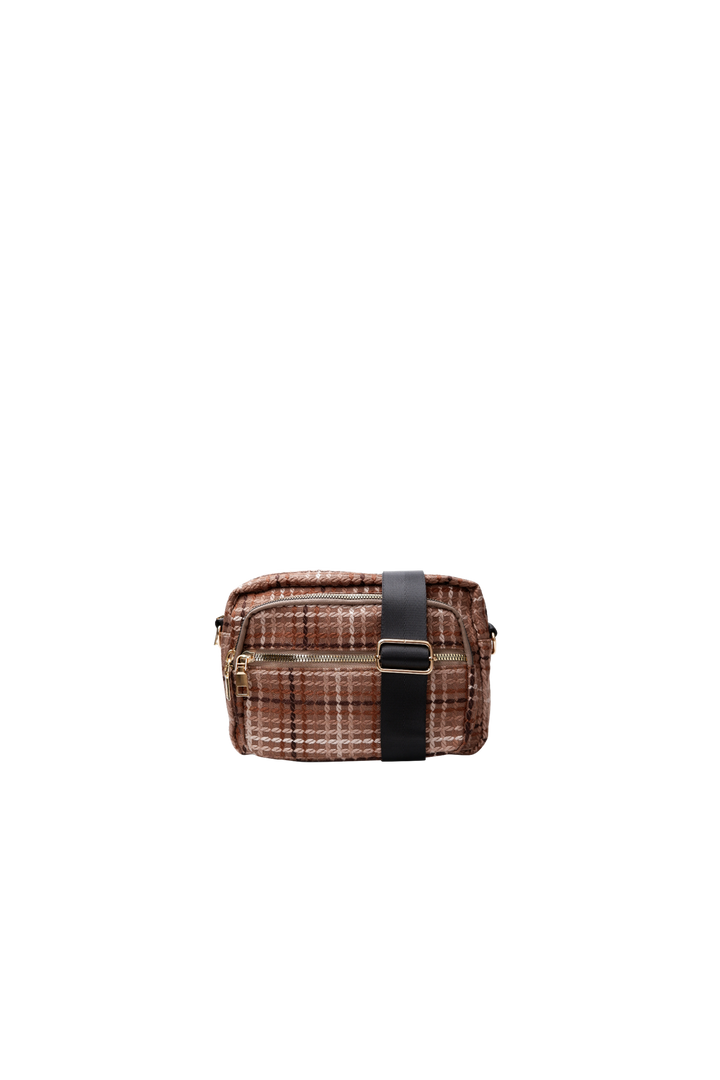 Black Colour - Bcvanda Check Crossover Bag 9386 - Espresso