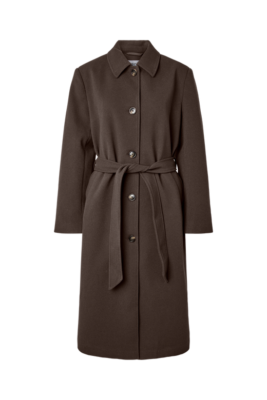Pieces - Pcaya Long Coat - 5102327 Hot Fudge