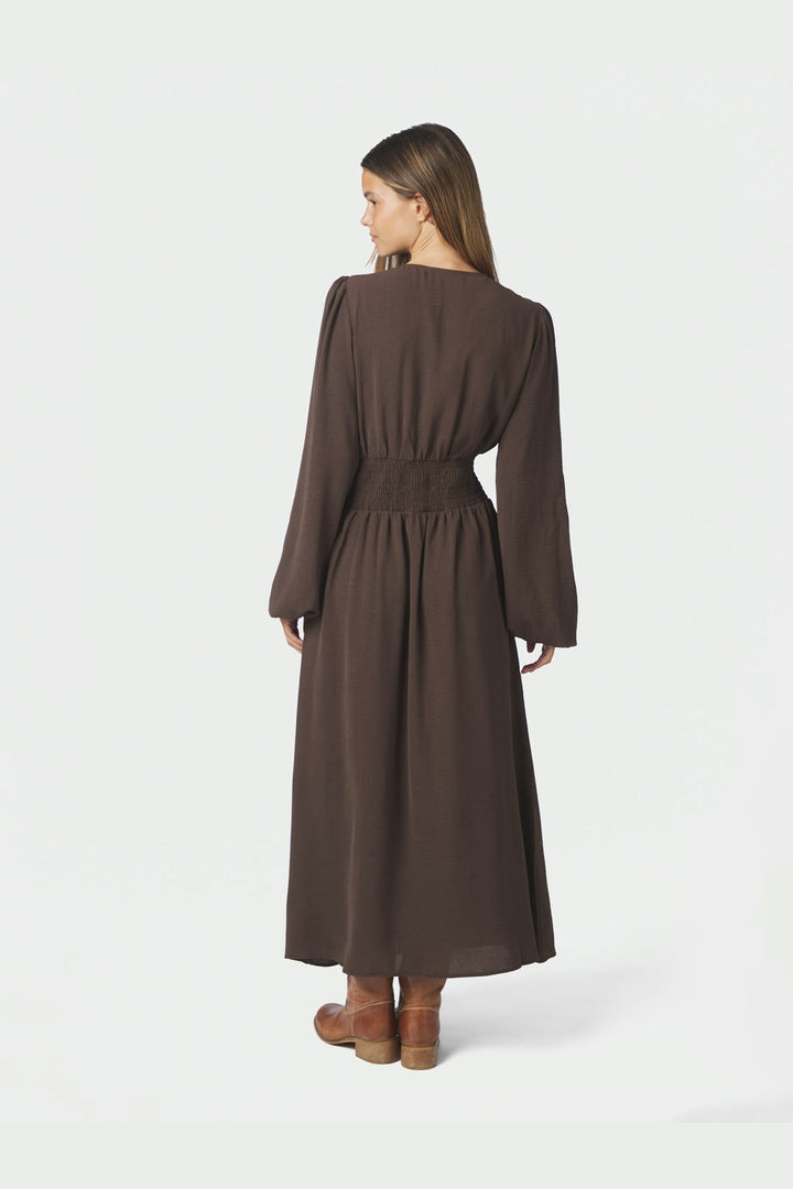 Neo Noir - Annelie Solid Crepe Dress 169135 - 676 - Dark Brown