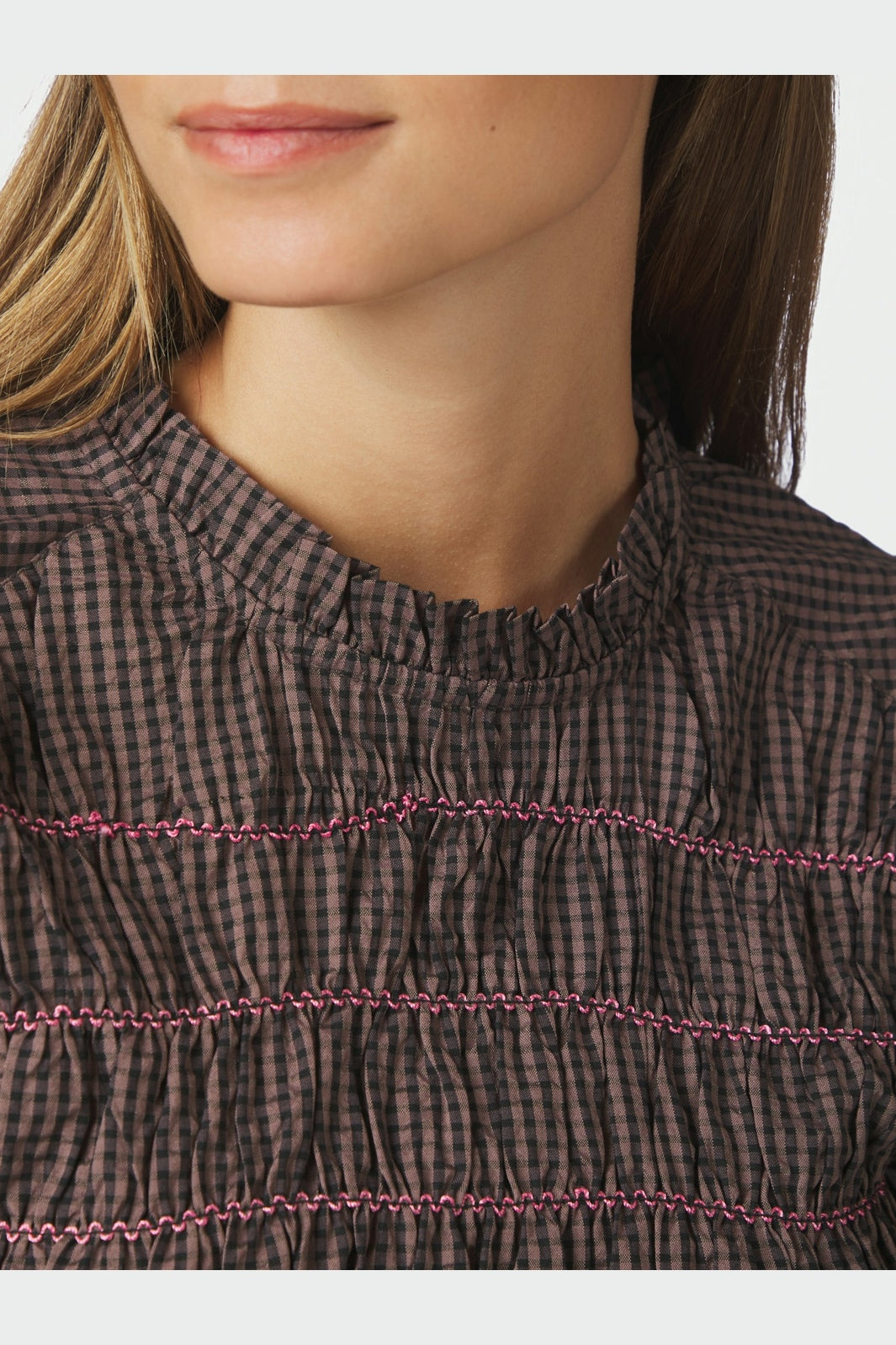 Neo Noir - Oliana Check Blouse 170534 - 306 - Dusty Brown