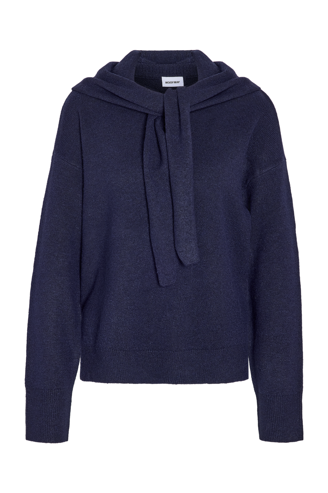 Noisy May - Nmsabrina L/S O-Neck Scarf Knit Top - 5263381 Navy Blazer