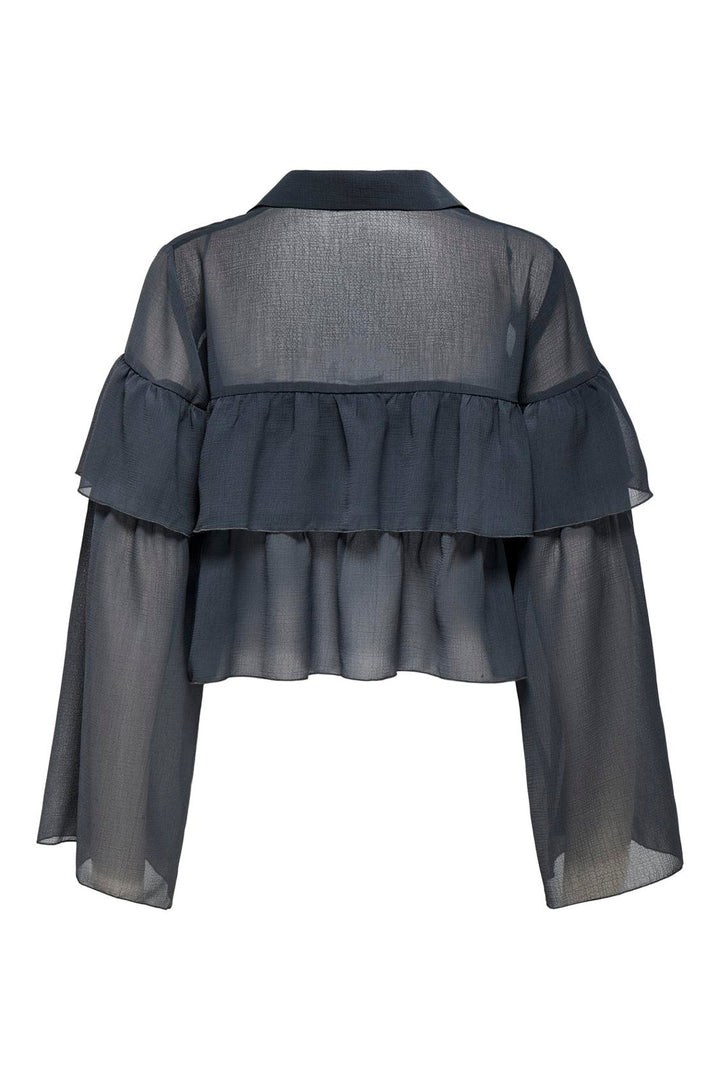 Only - Onlsuzzi L/S Frill Tie Top Ox - 4887373 Phantom