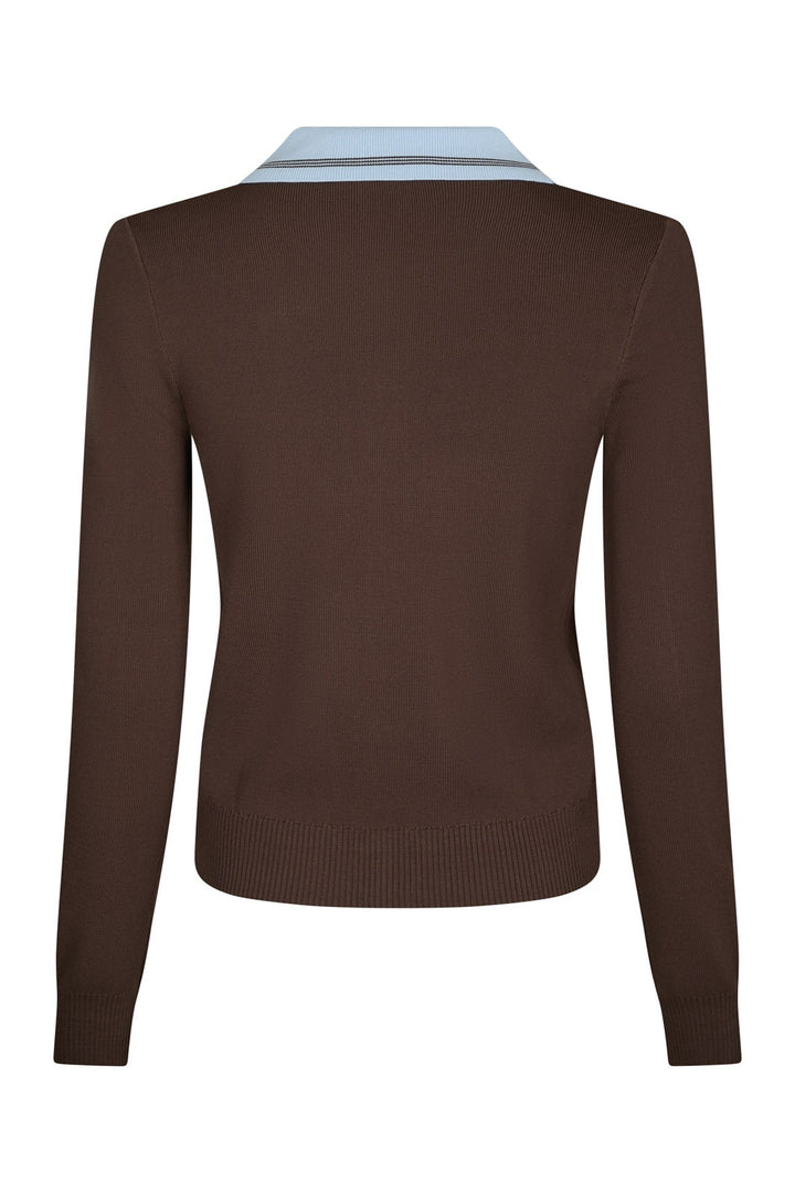 Neo Noir - Filiana Contrast Polo Blouse 168935 - 210 - Brown