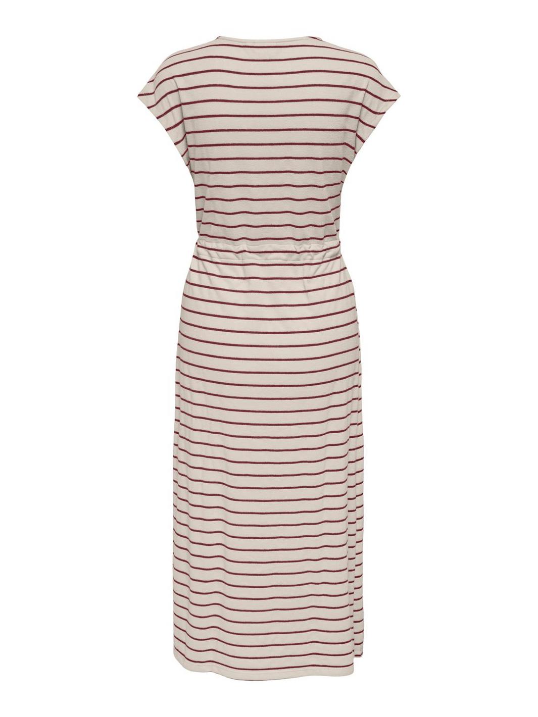Only - Onljana S/S O-Neck Dress Swt - 4832805 Cloud Dancer Ruby Wine