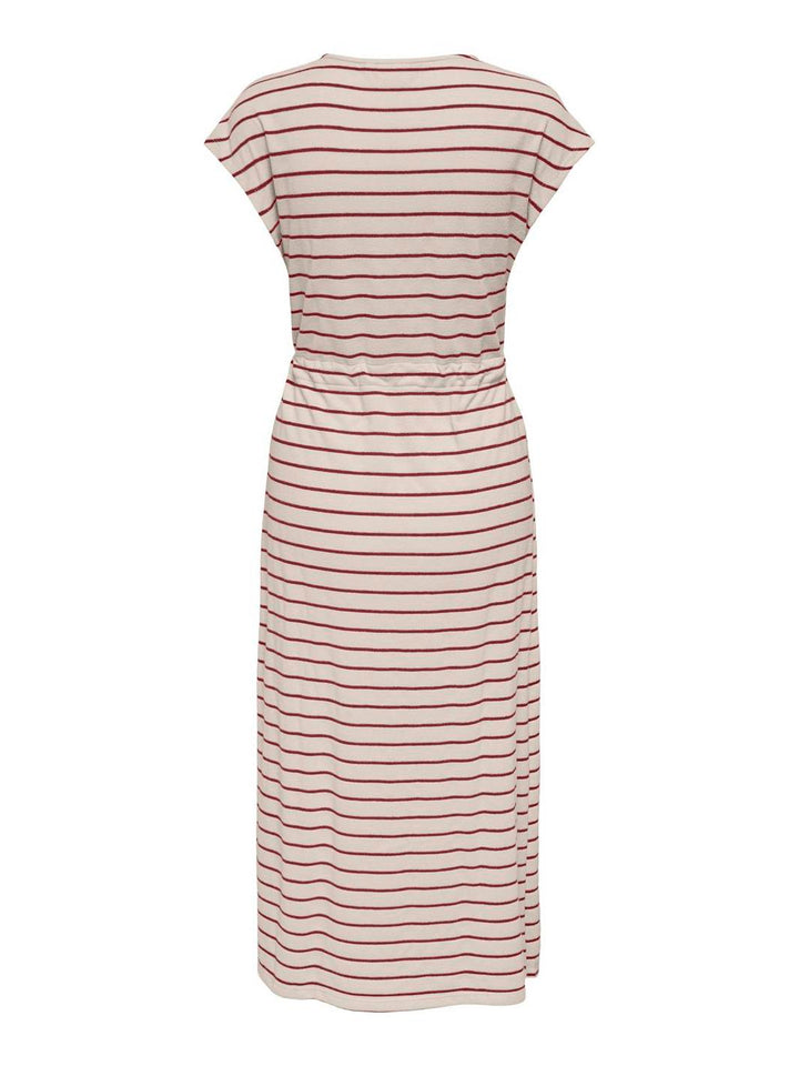 Only - Onljana S/S O-Neck Dress Swt - 4832805 Cloud Dancer Ruby Wine