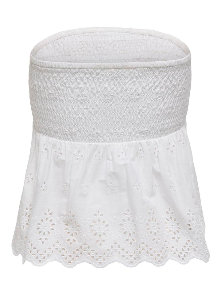 Only - Onllou Life Emb Bandeau Top - 4802409 Bright White W. Bright White Emb