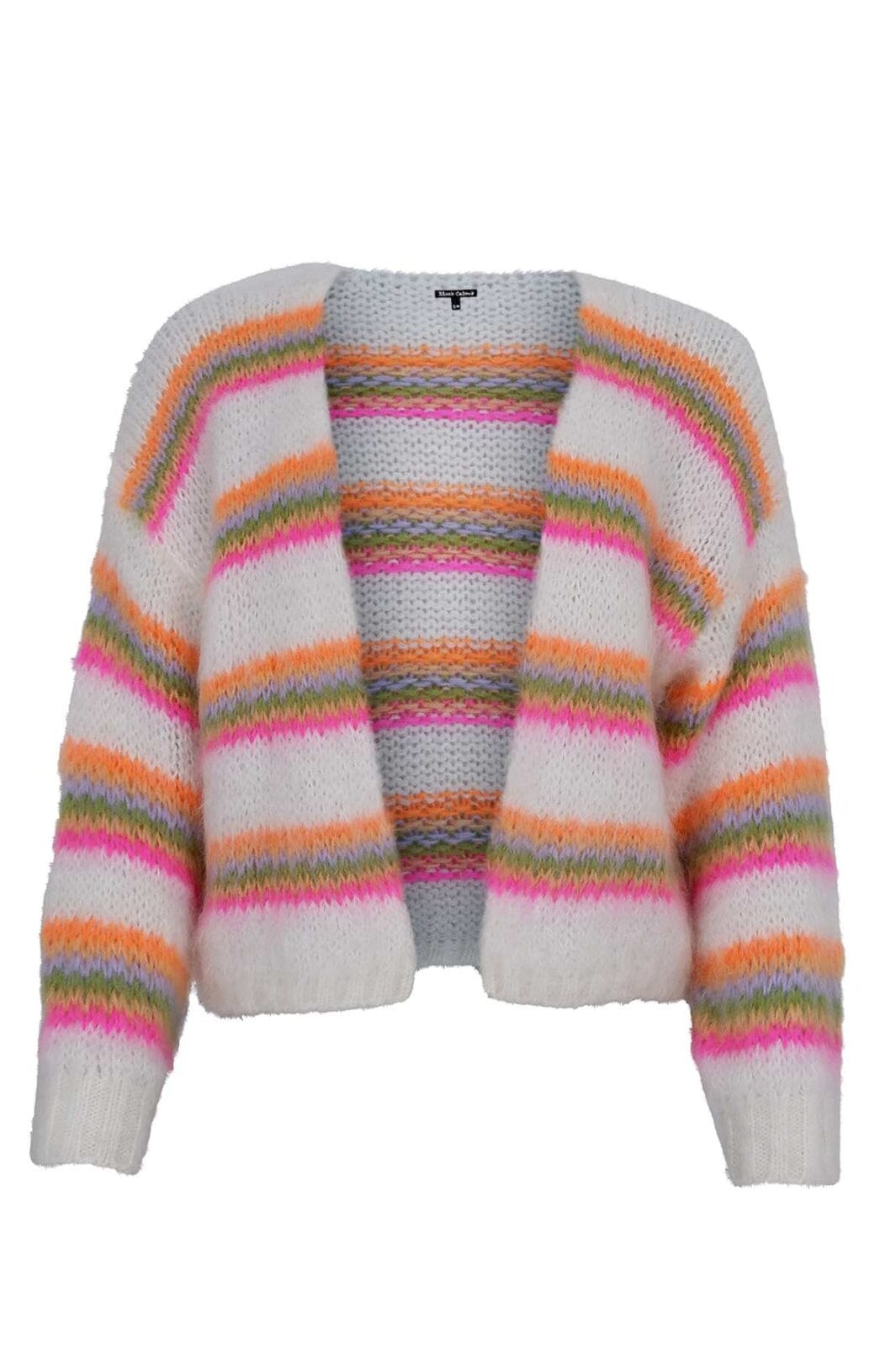 Black Colour - Bcminna Multi Striped Cardigan 1207 - White Neon