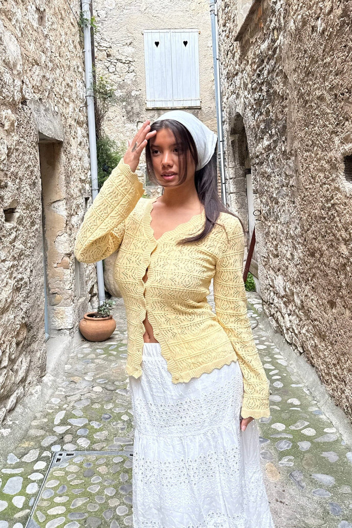 Forudbestilling - BYIC - Dagmaric Cardigan 1229 - Yellow Strikbluser 