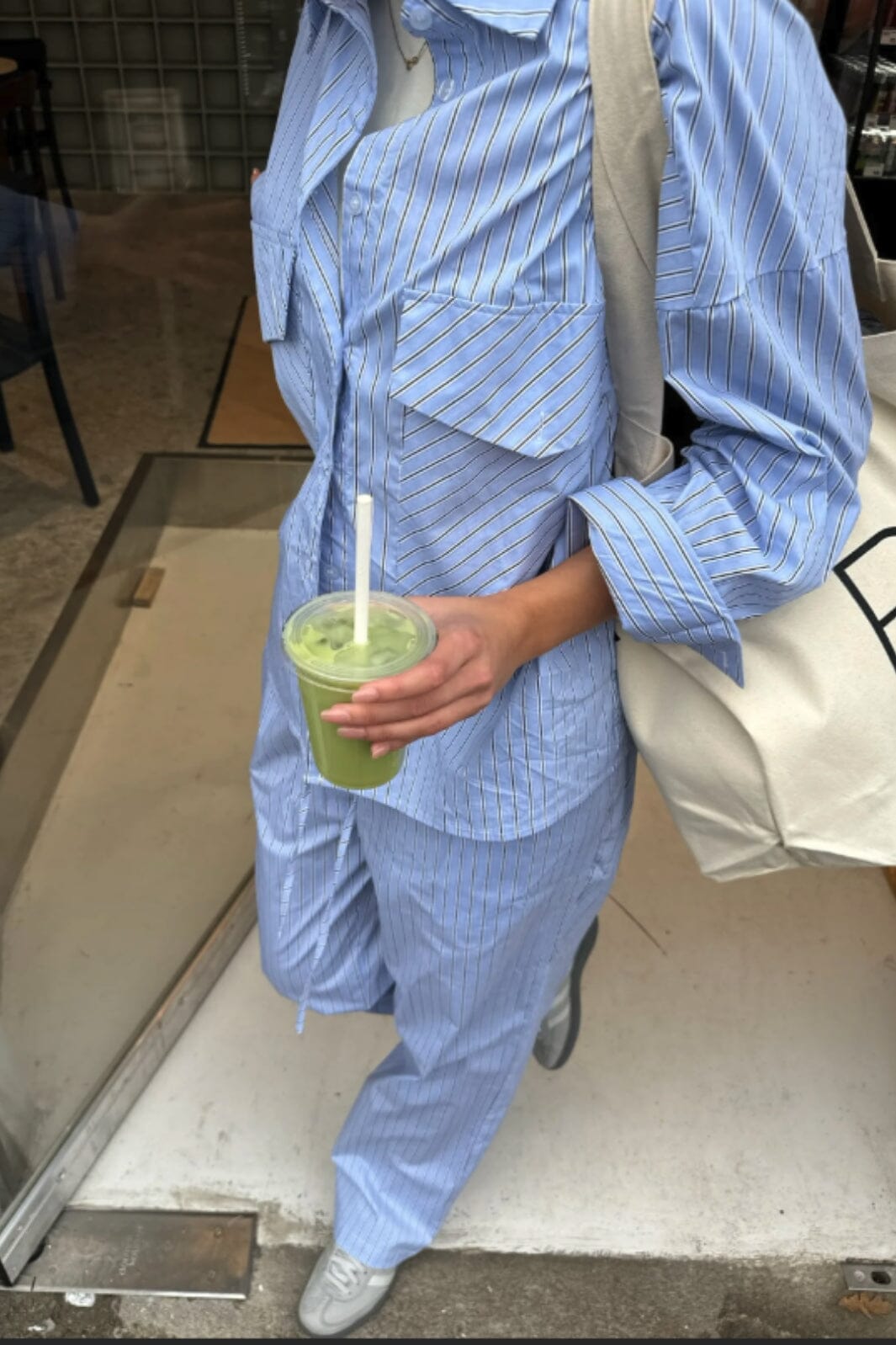 Forudbestilling - BYIC - Hannahic Pants - lbws Light Blue White Stripe Bukser 