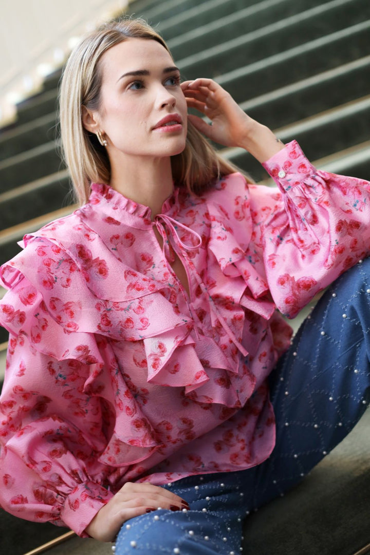 Forudbestilling - Cras - Sylvia Blouse - 8069 8069 Pink Roses Skjorter 