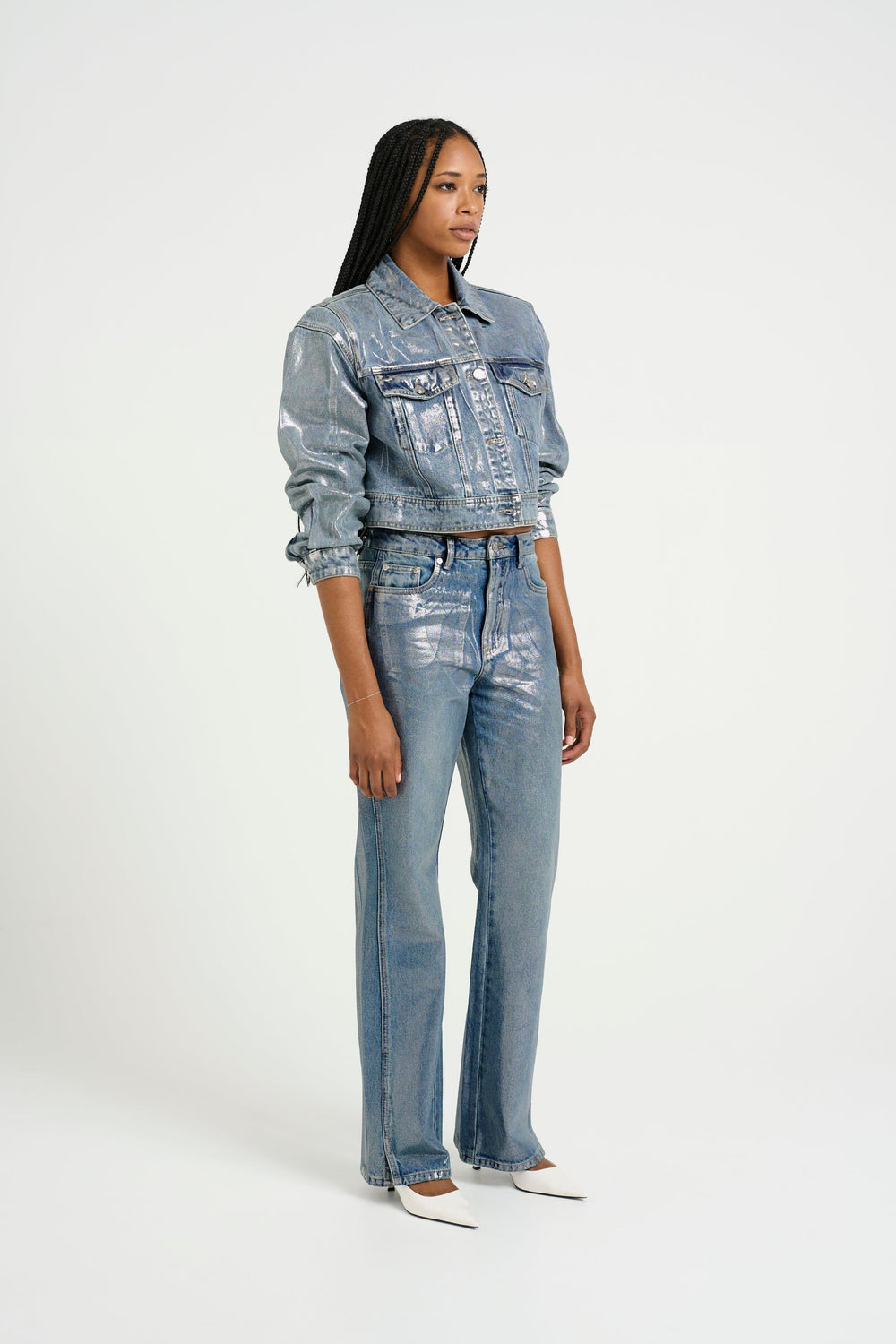 Forudbestilling - Gestuz - Coatygz Straigt Jeans 10909560 - 106664 Coated Silver Blue Wash Jeans 