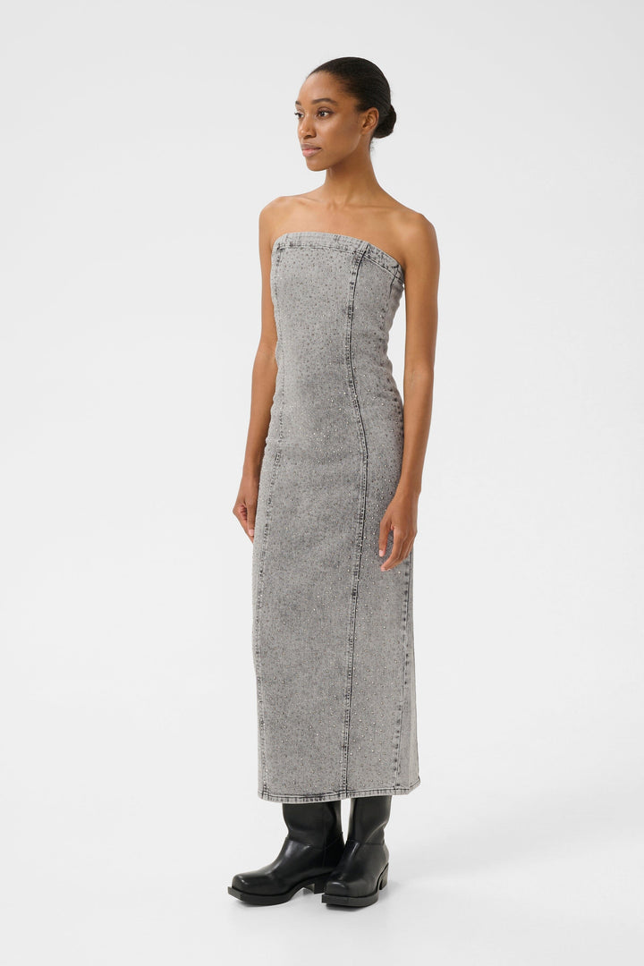 Forudbestilling - Gestuz - Gzzauma Sl Long Dress - 107487 Vintage Grey Wash Kjoler 