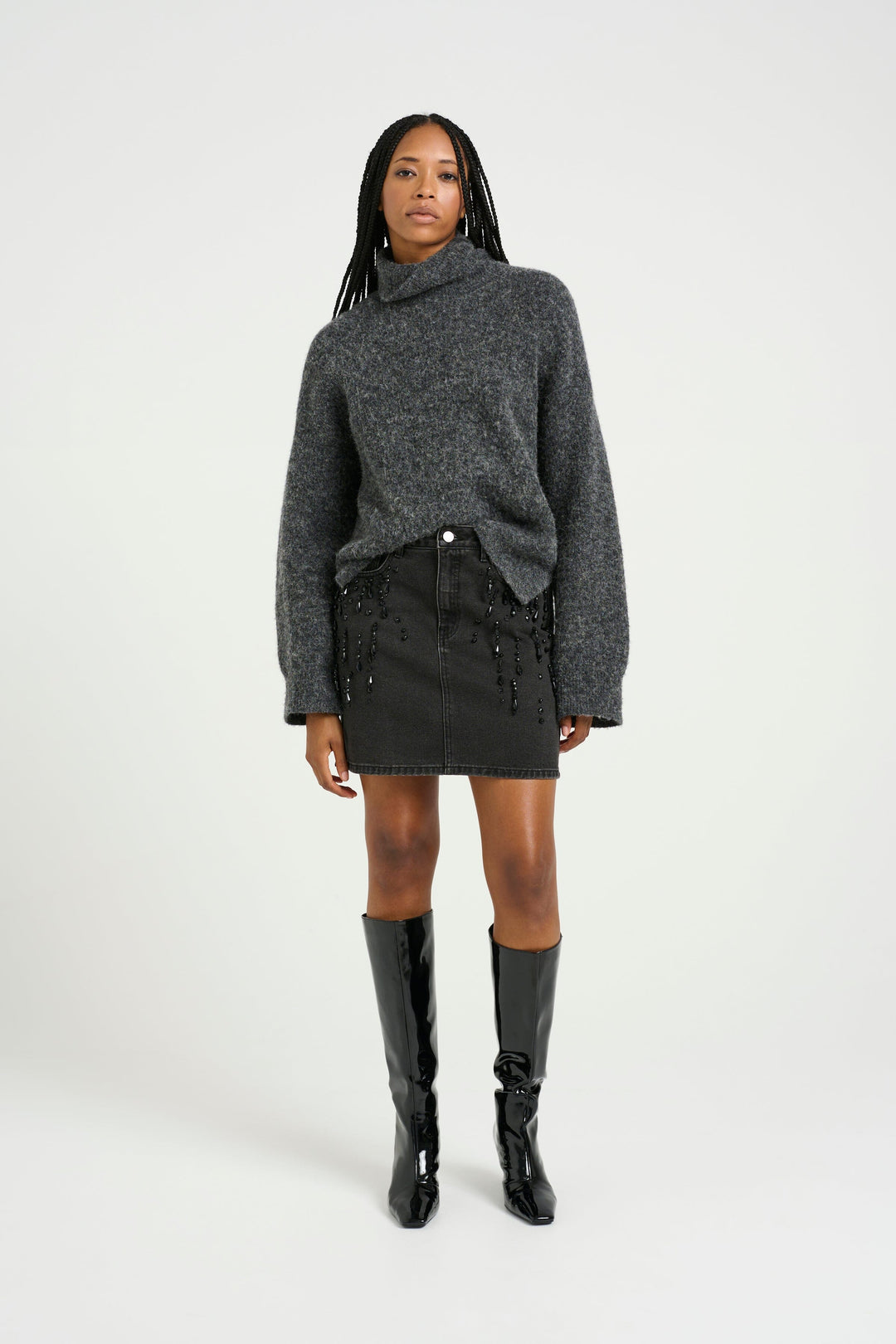 Forudbestilling - Gestuz - Similinagz Short Skirt 10909554 - 104987 Dark Grey Washed Nederdele 