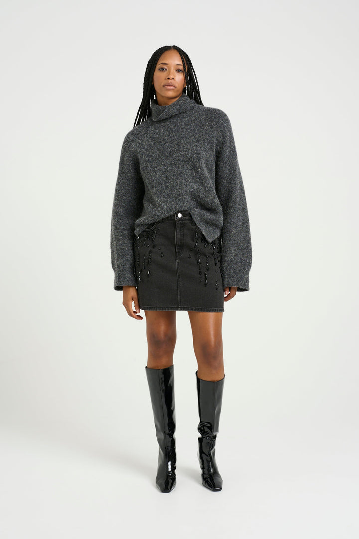Forudbestilling - Gestuz - Similinagz Short Skirt 10909554 - 104987 Dark Grey Washed Nederdele 