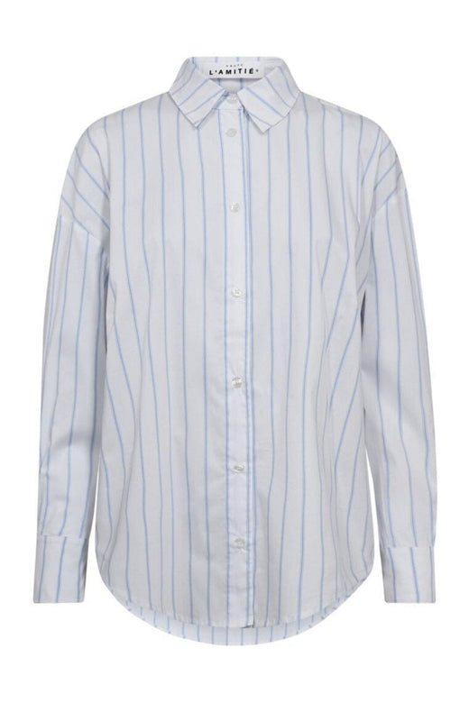 Haute L'Amitié - Fine Line Twist Bow Shirt HL10210 - Blue Stripe