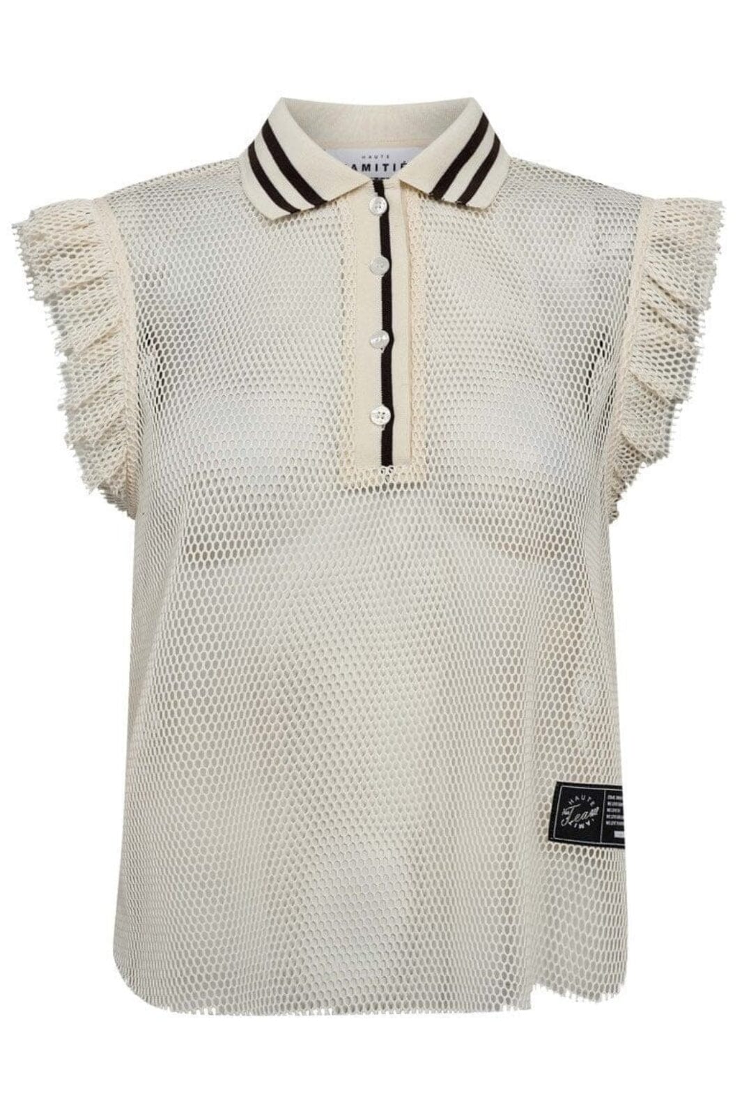 Haute L'Amitié - Net Frill Polo Top HL10094 - Off-White